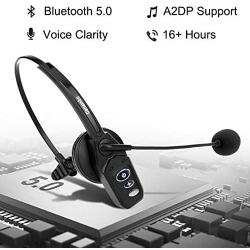 Bluetooth Headset V5.0, Pro Wireless Headset High Voice Clarity with Noise Canceling Mic for Cell Phone Trucker Engineers Business Home Office-JBT800