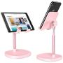 Cell Phone Stand,Angle Height Adjustable LISEN Cell Phone Stand for Desk,Thick Case Friendly Phone Holder Stand for Desk, Compatible with All Mobile Phones-Pink