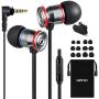 Betron MK23Mic Earbuds, Wired Headphones with Microphone, Noise Isolating Earphones, Flat Wired Earbud for iPhone, iPad, Laptops, Cellphones, Samsung and Android Smartphones, Black