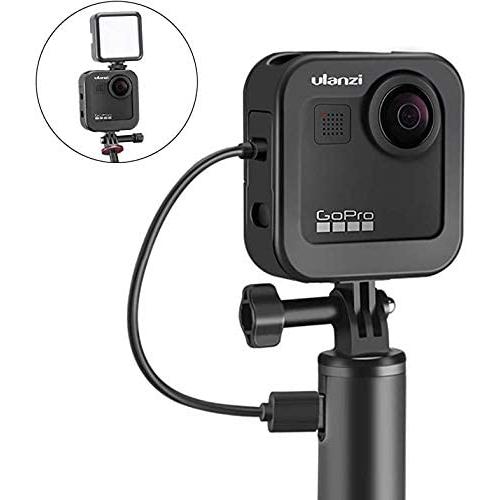Ulanzi Aluminum Cage for Gopro Max,Protective Metal Case Frame Mount w Cold Shoe Mount for LED Light for GoPro Max