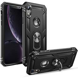 iPhone XR Case [ Military Grade ] 15ft. Drop Tested Protective Case | Kickstand | Wireless Charging | Compatible with Apple iPhone XR- Black