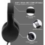 LORELEI X6 Over-Ear Headphones with Microphone, Lightweight Foldable & Portable Stereo Bass Headphones with 1.45M No-Tangle, Wired Headphones for Smartphone Tablet MP3 / 4 (Space Black)