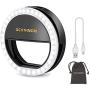 Ring Light Compatiable for iPhone, Rechargeable LED Selfie Fill Light Circle Light for iPhone 7 Plus/7/iPhone 6s/6/Samsung Galaxy S7/S6 Edge/S6(Black)