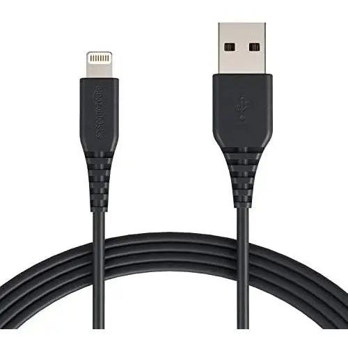 AmazonBasics MFi-Certified Lighting to USB A Cable for Apple iPhone and iPad - 10 Feet (3 Meters) - Black AmazonBasics MFi-Certified Lighting to USB A Cable for Apple iPhone and iPad - 10 Feet (3 Meters) - Black