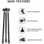 Ring Light Tripod,Adjustable Mini Travel Ring Light Accessories Portable Camera Stand Holder with Universal 1/4 Screw,Apply to Phone,Ring Light,Mini Camera,GoPro Selfie SLR Sports Camera…(Only Tripod)