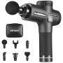 Percussion Massager, Handheld Cordless Deep Tissue Massage Gun for Muscle Relief and Recovery, Powerful Quiet Electric Drill Massager Includes 6 Heads and Portable Carrying Case - Black