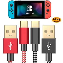 Charger Cable for Nintendo Switch - 2 Pack 6FT Nylon Braided USB C to USB A Type C Fast Charging Cord for Switch Lite, Pro Controller, Samsung Galaxy S10 S9 S8 Note 9, Pixel, LG V30, OnePlus 5 3T