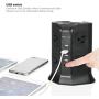 SAFEMORE Power Strip Tower,Smart 8-Outlet 4-USB Surge Protector Power Plug Electrical Charging Station Multiple Plug Outlets with 6.5ft/2M Long Extension Cord 110V Outlet USB Tower for Office(Black)