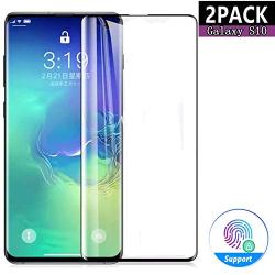 [2 Pack] Galaxy S10 Screen Protector,[3D Full Edge Covered] [Touch Sensitive] [HD Screen] [Support Fingerprint Sensor] Tempered Glass Screen Protector for Samsung Galaxy S10