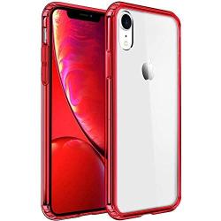 Mkeke Compatible with iPhone XR Case,Clear Anti-Scratch Shock Absorption Cover Case for iPhone XR Red