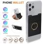 New 5-in-1 Cell Phone Wallet-Stick On Spandex Ring Card Holder Sleeve Back-Double-Pocket+Magnetic+Finger Grip Strap Loop+Kickstand+RFID Block ,Most of Smartphones (iPhone/Android/Samsung Galaxy)