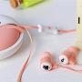 QearFun Stereo 3.5mm in Ear Cat Earphones Earbuds with Microphone with Earphone Storage Case for Smartphone MP3 iPod PC Music (Pink)