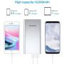 Poweradd 2ND Gen Pilot 2GS 10000mAh Power Bank, Dual USB Port 3.4A Portable Charger with High-Speed Charge for iPhone, Ipad, Samsung, Mobile Phones and Tablet- Silver