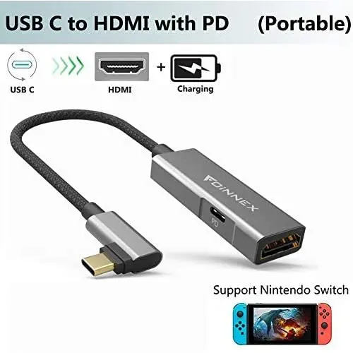 USB C HDMI Charging Adapter Compatible with Nintendo Switch, HDMI Dock for Samsung Dex S10/S9/S8 Plus,Note 10/9/8, Type-C to HDMI 4K 60Hz Power PD Converter USB C HDMI Charging Adapter Compatible with Nintendo Switch, HDMI Dock for Samsung Dex S10/S9/S8 Plus,Note 10/9/8, Type-C to HDMI 4K 60Hz Power PD Converter