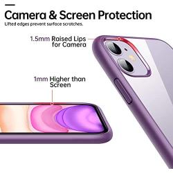 CASEKOO Crystal Clear Compatible with iPhone 11 Case, [Anti-Yellowing] Shockproof Protective Hybrid Phone Cases Slim Fit Cover for iPhone 11 (6.1 inch) 2019 - Purple