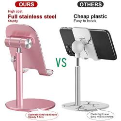 Swhatty Cell Phone Stand Universal Tablet Dock, Angle Height Adjustable Sturdy All Aluminum Alloy Stable Phone Holder for Desk, Compatible with Mobile Phone/iPad 4.7"-12.9" Screen (Rose Gold)