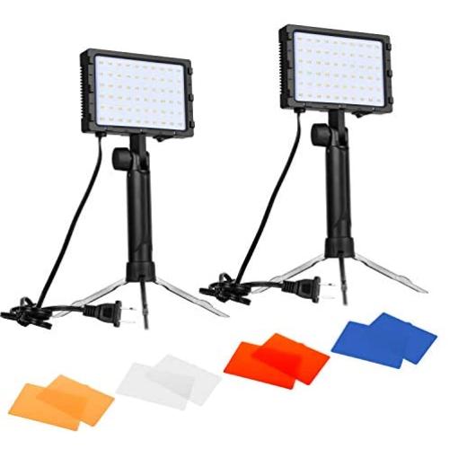 Emart 60 LED Continuous Portable Photography Lighting Kit for Table Top Photo Video Studio Light Lamp with Color Filters - 2 Packs