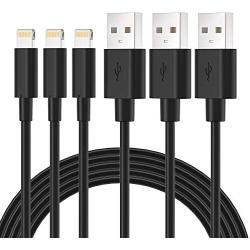 MFi Certified iPhone Cable - Novtech 3Pack 3FT Lightning Cable - iPhone Lightning to USB Charging Cable for iPhone 11 Pro XR Xs Max X 8 Plus 7 Plus 6S Plus 6 Plus 5S 5C 5 SE iPod iPad Air Pro - Black