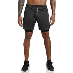 RevoLity Mens 2-in-1 Running Shorts Quick Drying Breathable Active Training Exercise Jogging Cycling Shorts