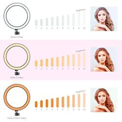 LED Ring Light 10" with Tripod Stand & Phone Holder for YouTube Video, Desk Selfie Ring Light Dimmable for Streaming, Makeup, Photography Compatible with iPhone Android