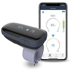 ViATOM Oxygen Saturation Monitor, Wireless Blood Oxygen Monitor with Audio Reminder on Device & Smartphone Free APP, Finger Wearable O2 Levels Meter Pulse Rate Tracker Oxylink