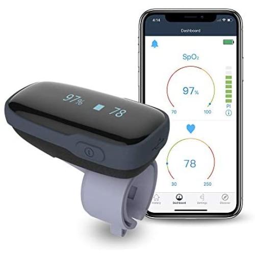 ViATOM Oxygen Saturation Monitor, Wireless Blood Oxygen Monitor with Audio Reminder on Device & Smartphone Free APP, Finger Wearable O2 Levels Meter Pulse Rate Tracker Oxylink