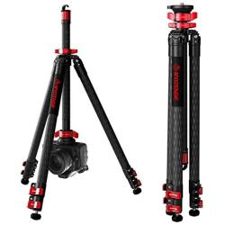 IFOOTAGE 65" Carbon Fiber Video Tripod, Professional Camera Tripods 3 Sections with Centre Pole,Max Load 17.6 lbs, Compatible with Canon, Nikon, Sony DSLR Camcorder Video Photography