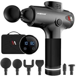 HEHX Deluxe 20 Speed Deep Tissue Muscle Massage Gun for Pain Relief & Athletes l Handheld Electric Body Massager Sports Drill with 6 Heads l Percussion, Handheld & Cordless l Carry Case Included