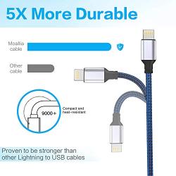 iPhone Charger, Moallia 2 Pack 6FT Extra Long Nylon Braided Fast Charging & Syncing Lightning Cable to USB - A Cable Compatible with Phone Xs/MAX/XR/X/8/8 Plus/7 Plus/6/6 Plus, iPad & More