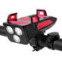 Roeam 4 in 1 Multifunctional Bike Light Bicycle Horn Lamp with Mobile Phone Bracket 250 Lumen Bike Flashlight Bike Horn Phone Holder Power Bank Bicycle Front Light USB Rechargeable Cycling Headlight