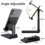 Cell Phone Stand,Nesyd Angle Height Adjustable Desktop Holder Tablet Stand Mobile Phone Mount for Desk Sturdy Aluminum Metal Stand Compatible with Mobile Phone/iPad/Kindle/Tablet (Black)