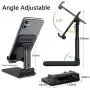Cell Phone Stand,Nesyd Angle Height Adjustable Desktop Holder Tablet Stand Mobile Phone Mount for Desk Sturdy Aluminum Metal Stand Compatible with Mobile Phone/iPad/Kindle/Tablet (Black)