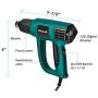 Heat Gun Variable Temperature, PRULDE N2030 Hot Air Gun with LCD Digital Display, 120°F-1200°F Temperature & Air Flow Adjustable and 6 Nozzles Attachments