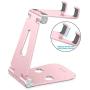 Foldable Cell Phone Stand, OMOTON Adjustable Aluminum Desktop Phone Holder Cradle Dock Compatible with iPhone Se 2/11 Pro Max/11 Pro/11, Samsung Note 10 Plus/S20 and Other Devices (4-9.7"), Rose Gold