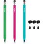 Honsky Cell Phone Stylus, Tablet Stylus for Touch Screens: Universal Slim Long Metal Pencil-Like Stylist Pens, Tablet Pen, Touchscreen Stylus Pen - Blue, Hot Pink, Green - Six Sided, 3 Packs