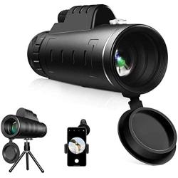 samiadat Monocular Telescope, 12X50 High Power HD Monocular with Smartphone Holder & Tripod - [Upgrade] Waterproof Monocular with Durable and Clea Focus for Bird Watching, Camping, Hiking