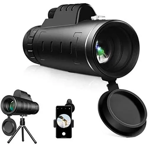 samiadat Monocular Telescope, 12X50 High Power HD Monocular with Smartphone Holder & Tripod - [Upgrade] Waterproof Monocular with Durable and Clea Focus for Bird Watching, Camping, Hiking