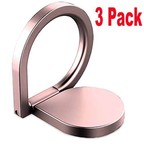 3 Package Phone Ring Stand Holder,iEugen Universal Thin Finger Loop Grip Stand Holder,Compatible with Magnetic car Mount,360 Rotation Phone Ring Grip for Phone case Tablet Smartphone Phone-Rosegold