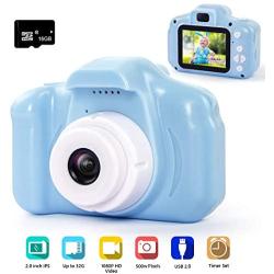 hyleton Digital Camera for Kids, 1080P FHD Kids Digital Video Camera with 2 Inch IPS Screen and 16GB SD Card for 3-10 Years Boys Girls Gift (Light Blue)