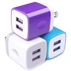 USB Wall Charger Dual USB Charger Adapter 3-Pack 2.1A 2-Port USB Cube Power Adapter Wall Charger Plug Charging Block Cube Compatible for iPhone 8/7/6 Plus/X, iPad, Samsung Galaxy S5 S6 S7 Edge,LG, HTC