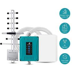 5 Bands Cell Phone Signal Booster for Home Office Use - Multiple Band Cellular Repeater Kit Boosts All Carriers Verizon AT&T T-Mobile 3G 4G LTE Voice and Data Up to 4,500Sq Ft. Support Multi Devices.