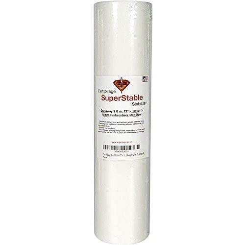 Cut Away Stabilizer White 2.0 oz 12 inch x 10 Yard Roll. SuperStable Embroidery Stabilizer Backing