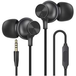 Wired Earbuds with Microphone, Overtime in-Ear Headphones with Pure Sound, Ear Buds with Mic, Earphones for iPhone 6/6s Plus/5s/SE, Galaxy, Android Smartphones, Tablets - Black