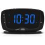 DreamSky Digital Alarm Clock Radio FM Radio, 1.4 Inches Large Blue LED Number Display, Dual USB Ports for Charging, 3.5 mm Headphone Jack, Snooze, DST