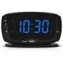 DreamSky Digital Alarm Clock Radio FM Radio, 1.4 Inches Large Blue LED Number Display, Dual USB Ports for Charging, 3.5 mm Headphone Jack, Snooze, DST