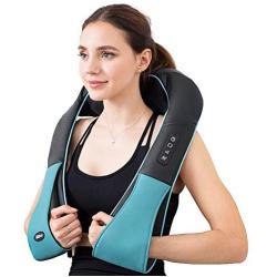 Shiatsu Back Shoulder & Neck Massager with Heat Deep Tissue 3D Kneading Pillow Massager for Relieving Muscle Pain - Blue
