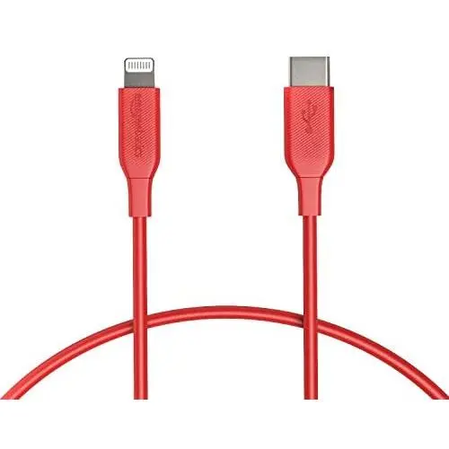 AmazonBasics USB-C to Lightning Cable, MFi Certified Apple Charger for iPhone 11 Pro/11 Pro Max - Red, 1-Foot AmazonBasics USB-C to Lightning Cable, MFi Certified Apple Charger for iPhone 11 Pro/11 Pro Max - Red, 1-Foot