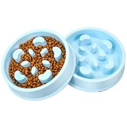 UPSKY Slow Feeder Dog Bowl Fun Feeder No Chocking Slow Feeder Bloat Stop Dog Food Water Bowl with Funny Pattern (Set of 2)