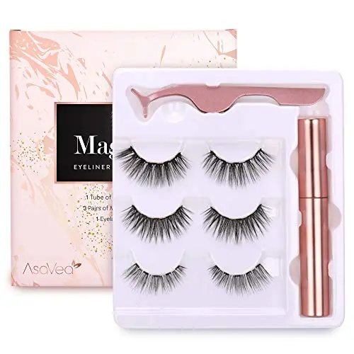 Magnetic Eyeliner and Magnetic Eyelash Kit - Eyelashes With Natural Look - Magnetic Eyelashes with Eyeliner Comes With Applicator, No Glue Needed | 3 Pairs Magnetic Eyeliner and Magnetic Eyelash Kit - Eyelashes With Natural Look - Magnetic Eyelashes with Eyeliner Comes With Applicator, No Glue Needed | 3 Pairs