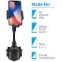 Benefree 2020 New Cup Holder Phone Mount Universal Adjustable Gooseneck Cup Holder Cradle Car Mount for Cell Phone iPhone Xs/XS/Max/X/8/7 Plus/Galaxy/Huawei(Black)